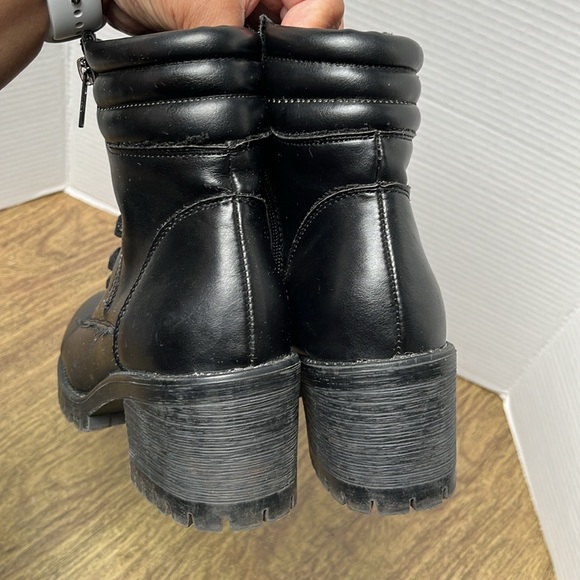 Madden Girl Black Lace Up Heeled Moto Combat Boots Size 7.5 - Picture 8 of 15